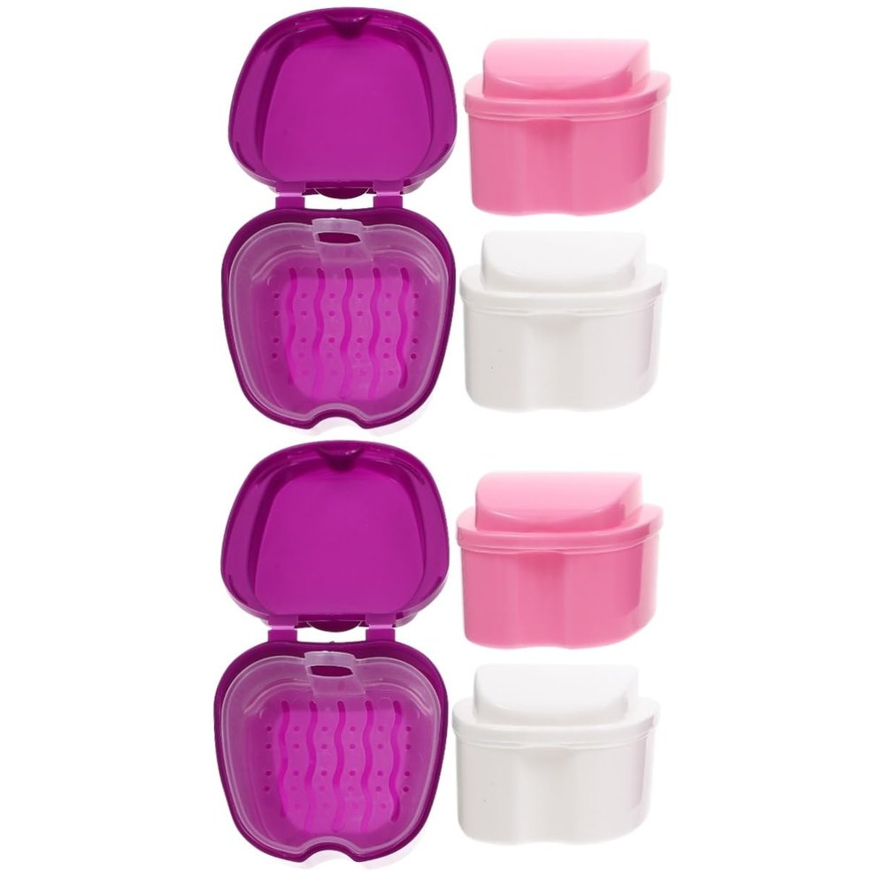 FRCOLOR 6pcs Box Orthodontic Denture Case Retainer Container Case for Denture Storage Dentist Use False Tooth Holder Random Color