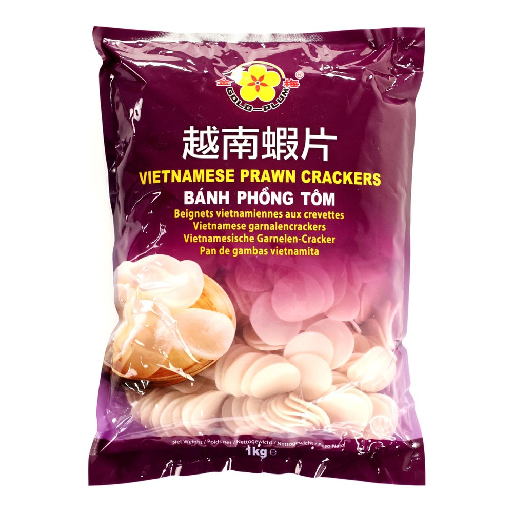 Gold Plum Vietnamese Uncooked Prawn Crackers Chips Snacks 1kg (Pack of 5)