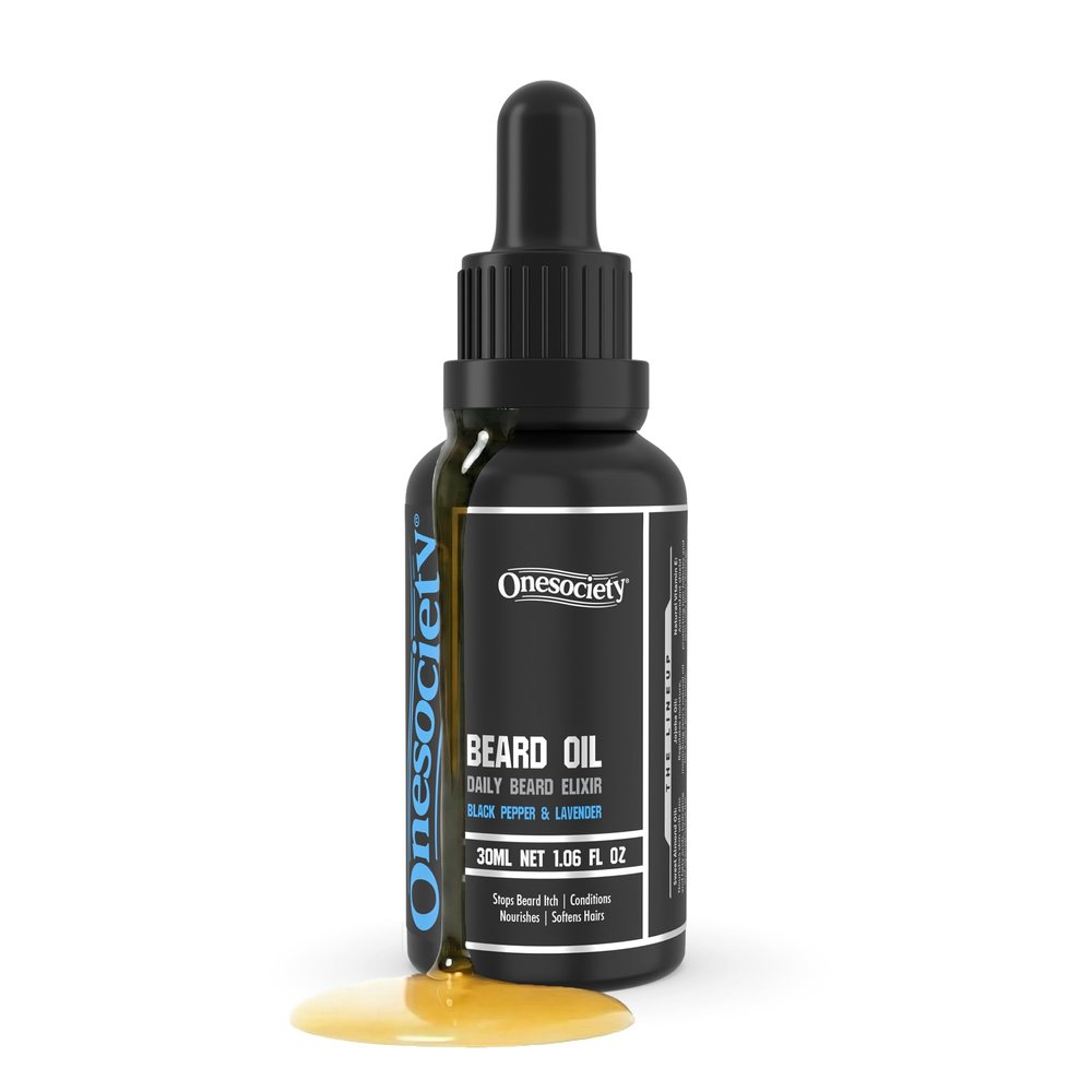 ONESOCIETY - Beard Oil - Viking - Black Pepper, Lavender, Rosemary & Cinnamon Organic Natural Beard Oil (30ml) - Essential Oil, Argon & Jojoba Oils  Softens, Strengthens Beards and Mustaches for Men