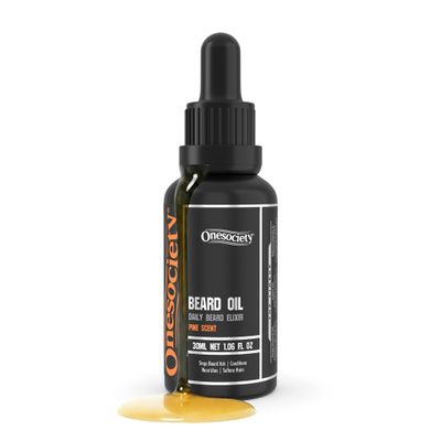 ONESOCIETY - Beard Oil - Lumberjack Pine Organic Natural Beard Oil (30ml) - With Essential Oil, Argon & Jojoba Oils - Softens & Strengthens Beards and Mustaches for Men - Vitamin E Oil - Gifts for Men