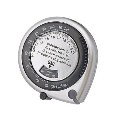 Beaupretty 1.5M Retractable BMI Waist Measuring Tape PVC ABS Material Portable Calculator Lightweight Silver