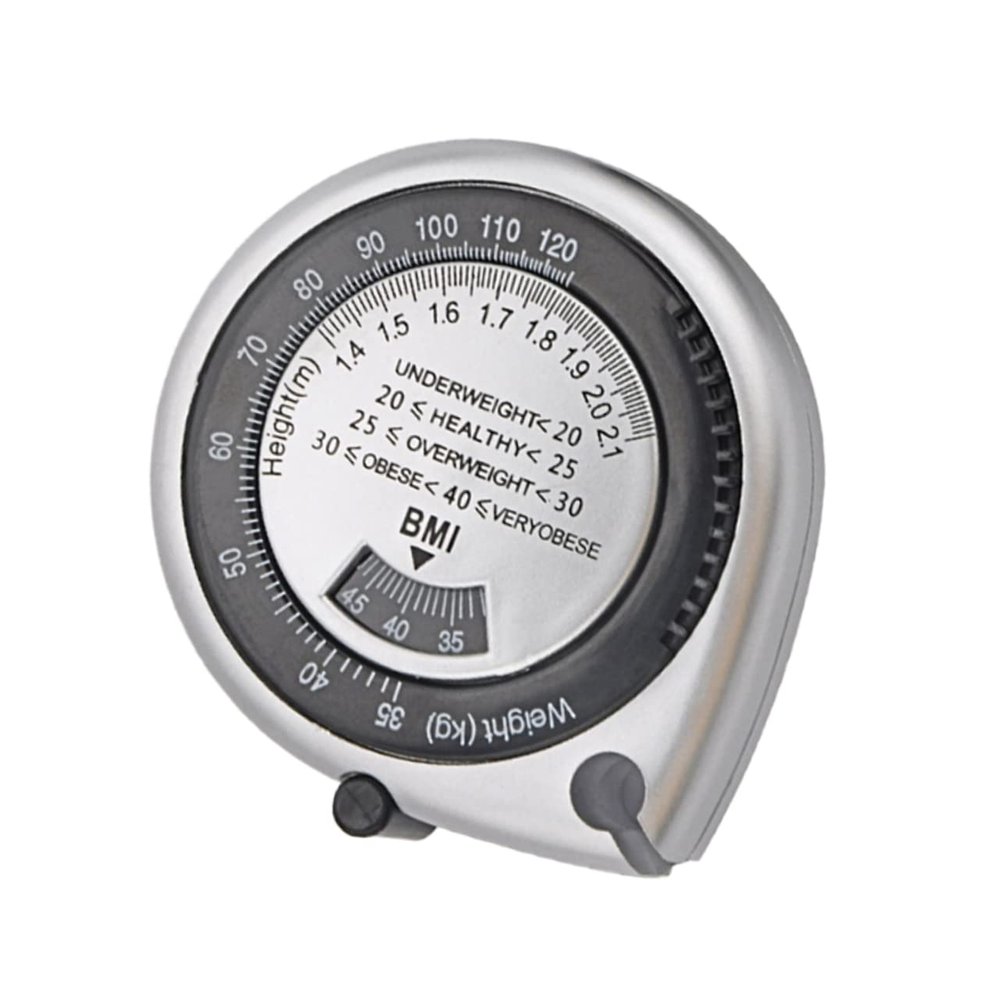 Beaupretty 1.5M Retractable BMI Waist Measuring Tape PVC ABS Material Portable Calculator Lightweight Silver