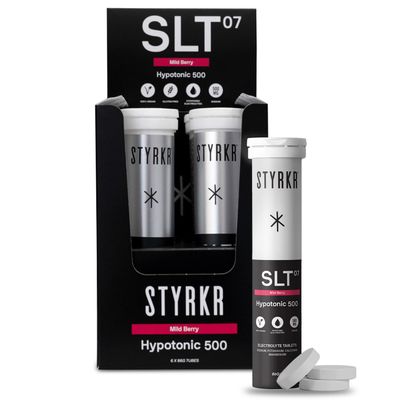 Electrolytes Tablets by Styrkr - Berry - 6X Pack of 12 Hydration Tablets - 500mg per Serving - 2X Higher Salts - Used by Endurance Athletes - Advanced Quad-Blend Formulation - SLT07 12x per Tube