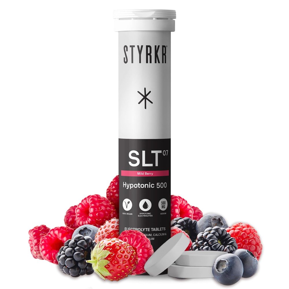Electrolytes Tablets by Styrkr - Berry - Pack of 12 Hydration Tablets - 500mg per Serving - 2X Higher Salts - Used by Endurance Athletes - Advanced Quad-Blend Formulation - SLT07 12x per Tube