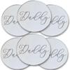6pcs Happy Fathers Day Gold Mirror Acrylic Cupcake Topper Cake Charm Cake Disc Daddy Acrylic Happy Cake Topper Gift For Dad Grandad Gift For Him 50mm 5cm 2inch (Silver Circle 3 - Daddy) view 1