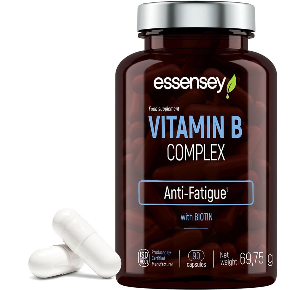 Essensey Vitamin B Complex -11 Active Ingredients - Biotin, Folic Acid - Revive Your Energy, Beat Fatigue and Improve Your Mood with 8 B Vitamins - 90 Vegetarian Capsules