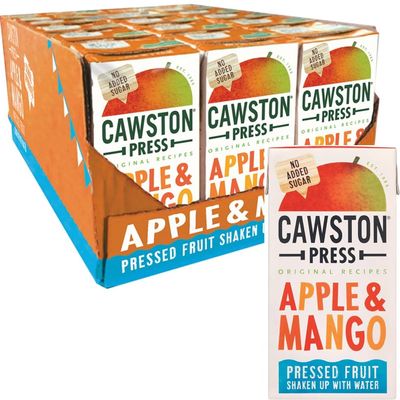 FreshCart Basics Cawstonn Press Original Recipes Flavoured Water Carton 200ml - Pressed Fruit Shaken Up with Water (18 Carton(Full Box), Apple & Mango)