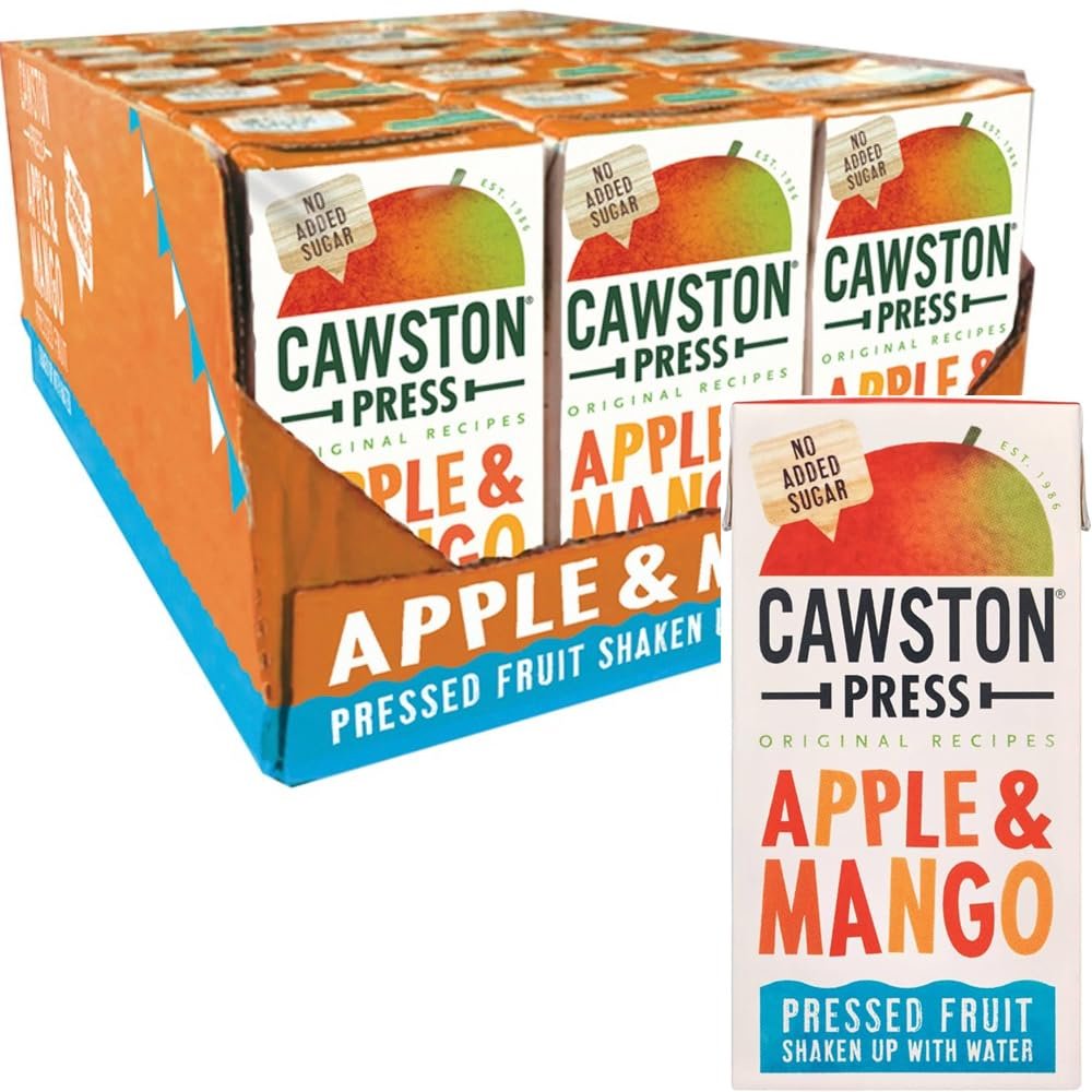 FreshCart Basics Cawstonn Press Original Recipes Flavoured Water Carton 200ml - Pressed Fruit Shaken Up with Water (18 Carton(Full Box), Apple & Mango)