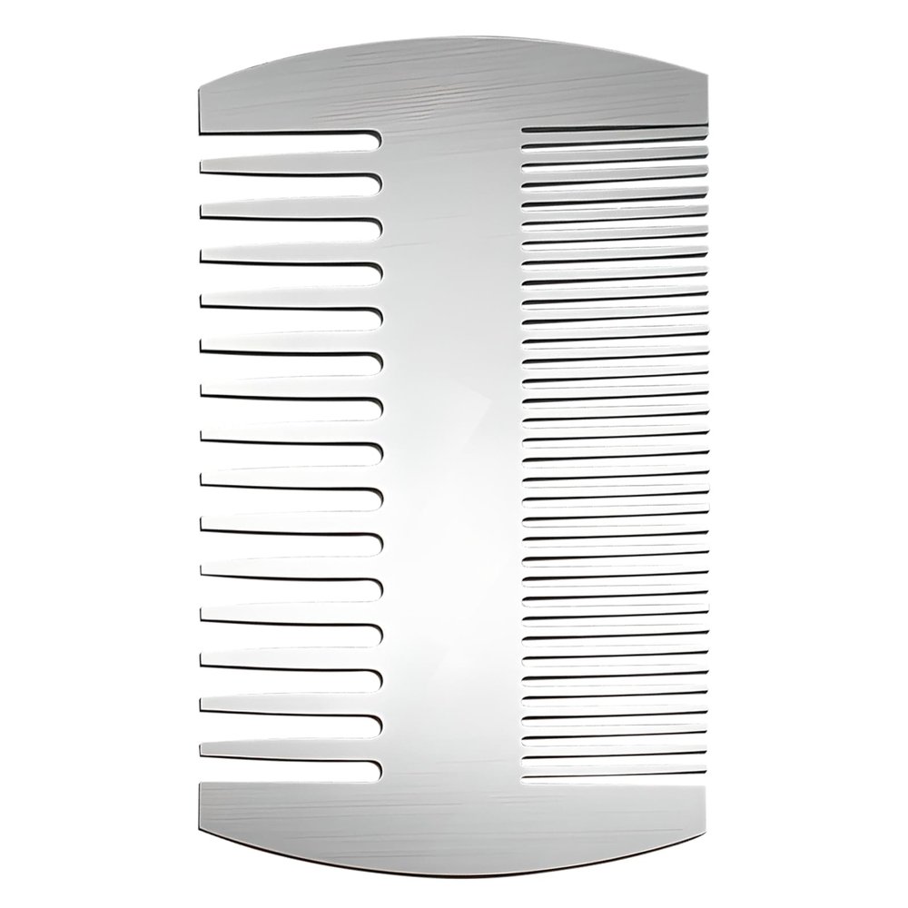 Kootinn Stainless Steel Beard and Hair Comb, Credit Card-Sized, Anti-Static, Dual-Action, Unisex Adult