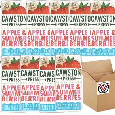 FreshCart Basics Cawstonn Press Original Recipes Flavoured Water Carton 200ml - Pressed Fruit Shaken Up with Water (09 Cartons, Apple & Summer Berries)