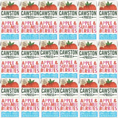 FreshCart Basics Cawstonn Press Original Recipes Flavoured Water Carton 200ml - Pressed Fruit Shaken Up with Water (18 Carton(Full Box), Apple & Summer Berries)