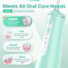 Water Flosser Pick for Teeth Cordless Water Flosser Dental Electric Oral Irrigator Portable Cleaner UK with 8 DIY Modes 7 Jets 300ml Tank Braces Flossers Rechargeable (Green) view 3
