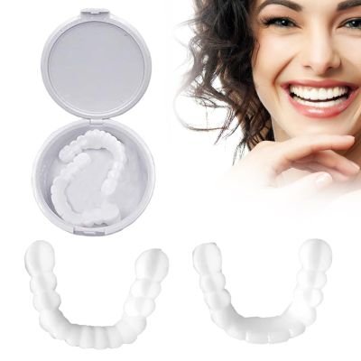 1 Pcs Clip in Veneers Smile False Teeth Instant Veneers Dentures Covering Teeth Top and Bottom Temporary Tooth Replacement Dentures for Men Women with Bad Teeth