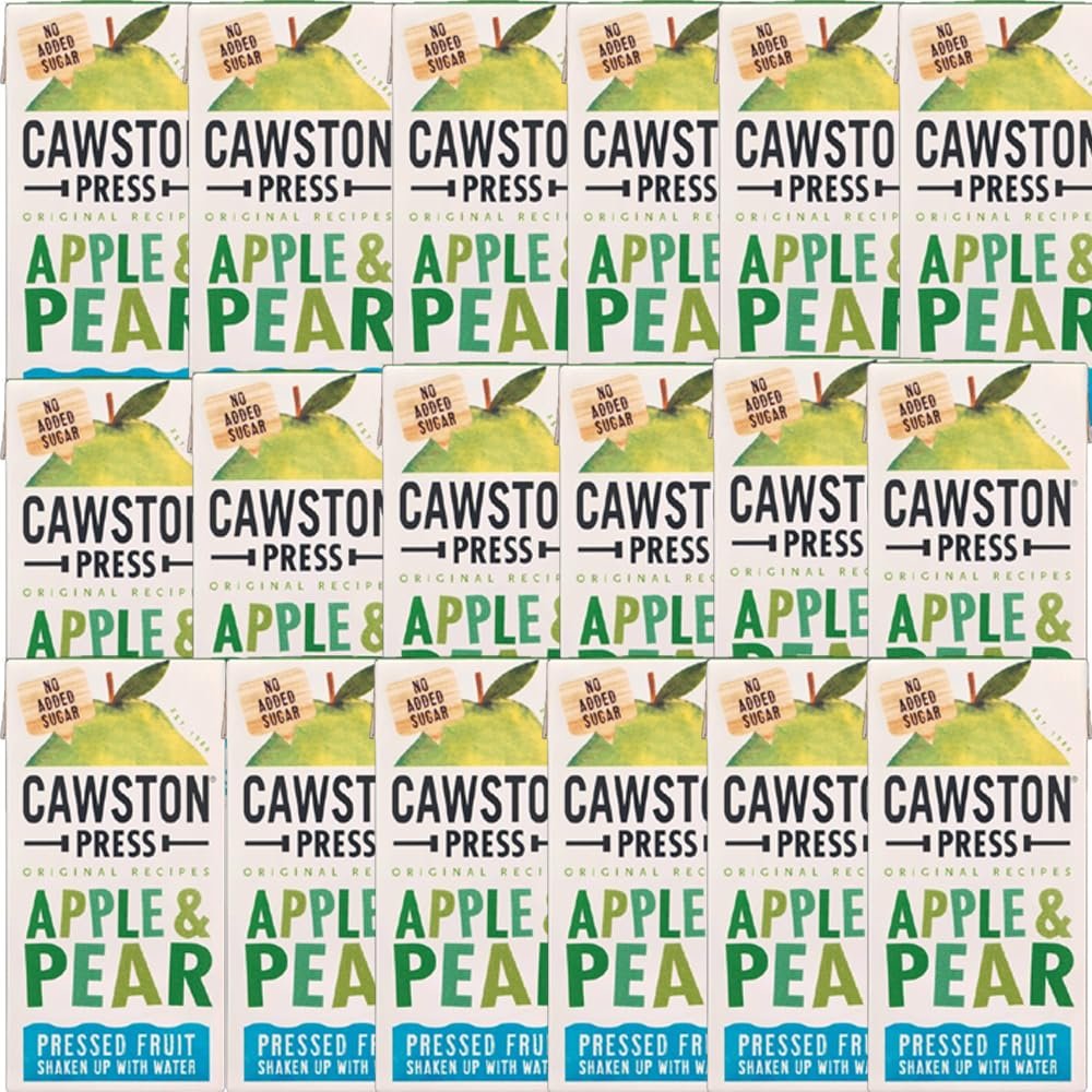 FreshCart Basics Cawstonn Press Original Recipes Flavoured Water Carton 200ml - Pressed Fruit Shaken Up with Water (18 Carton(Full Box), Apple & Pear)