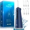 Water Flosser for Teeth Cordless Picks Dental Electric Oral Irrigator Portable Cleaner UK with 8 DIY Modes 7 Jets 300ml Tank Braces Flossers Rechargeable (Blue) view 1