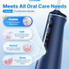 Water Flosser for Teeth Cordless Picks Dental Electric Oral Irrigator Portable Cleaner UK with 8 DIY Modes 7 Jets 300ml Tank Braces Flossers Rechargeable (Blue) view 3