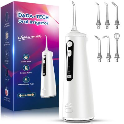 Dental Water Flosser for Teeth Cordless Picks Electric Oral Irrigator Dental Portable Cleaner UK with 8 DIY Modes 7 Jets 300ml Tank Braces Flossers Rechargeable (White)