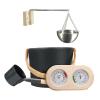 4 Pieces Sauna Steam Room Accessories with Aluminum Sauna Bucket + Sauna Aroma Bowl + Thermometer/Hygrometer | Complete Sauna Accessory Kit with Sauna Aromatherapy Oil Cup + Ladle for Steam Room