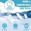 2 Pairs False Teeth Veneers Top and Bottom, Clip in Veneers Teeth Dentures Fake Braces Covers Bad Teeth, Natural Shade Dentures Silicone for Men and Women, with Tweezers view 4