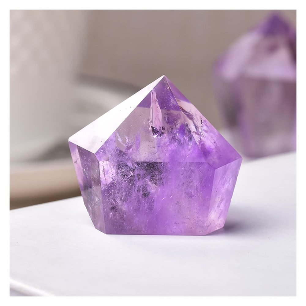 1PC Natural Amethyst Point Wand Quartz Crystal Crystal Stone Tower Handmade Home Decor Pyramid Ornaments Decoration Crystal (A 3_5cm)