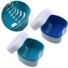 Denture Case and Brush Kit, Denture Bath Box False Teeth Container with Strainer, Dental Retainer Storage Box [Light Blue] view 3