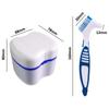 Denture Case and Brush Kit, Denture Bath Box False Teeth Container with Strainer, Dental Retainer Storage Box [Pink] view 2