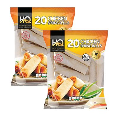 HQ Chicken Spring roll - 20Pcs, Made with boneless chicken, Special blend of spices, Appetizing side dish or snack, Perfect sized spring roll, 660g (Pack of 2)