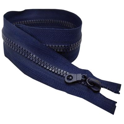 1pc Navy Blue Chunky Zip Size #5 Open-End Type Single One Way Slider Resing Fastener Zip Repair for Jackets Fleeces Coats Medium-Weight Plastic Teeth (85cm (33.5") Long)