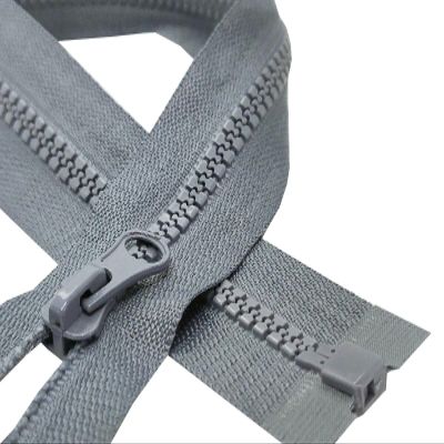 1pc Grey Plastic Zip Size #5 Open-End Single Slider Resing Zipper Plastic Teeth Fastener One-Way Puller Replacement for Jackets Coats (35cm (13.7) Long)