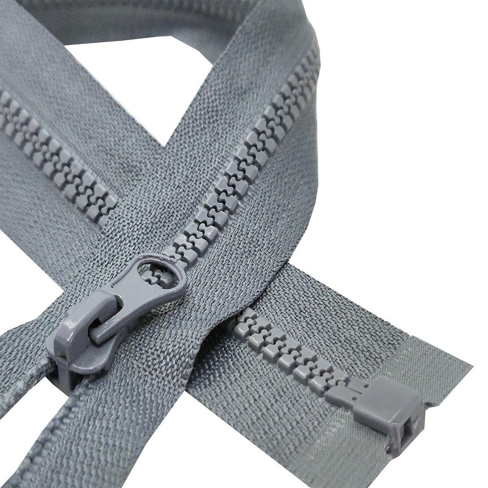 1pc Grey Plastic Zip Size #5 Open-End Single Slider Resing Zipper Plastic Teeth Fastener One-Way Puller Replacement for Jackets Coats (35cm (13.7) Long)