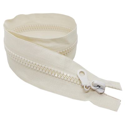 1pc Ivory Resin Zip Open-End Fastener Cream Zipper Single Slider with Plastic Teeth One-Way Puller Zip Repair Replacement for Jackets Fleeces Coats (60cm (24) Long)