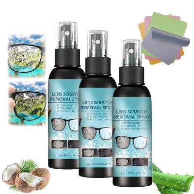 2024 New Lens Scratch Remover, Eye Glass Cleaners Spray, Screen Scratch Remover, Eyeglass Lens Cleaner Kit, Glasses Scratch Remover for Eyeglasses (3pcs)
