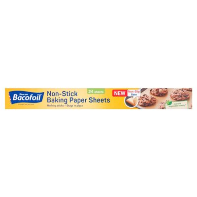 Bacofoil Non-Stick Non-Slip Baking Paper Sheets 24 Sheets