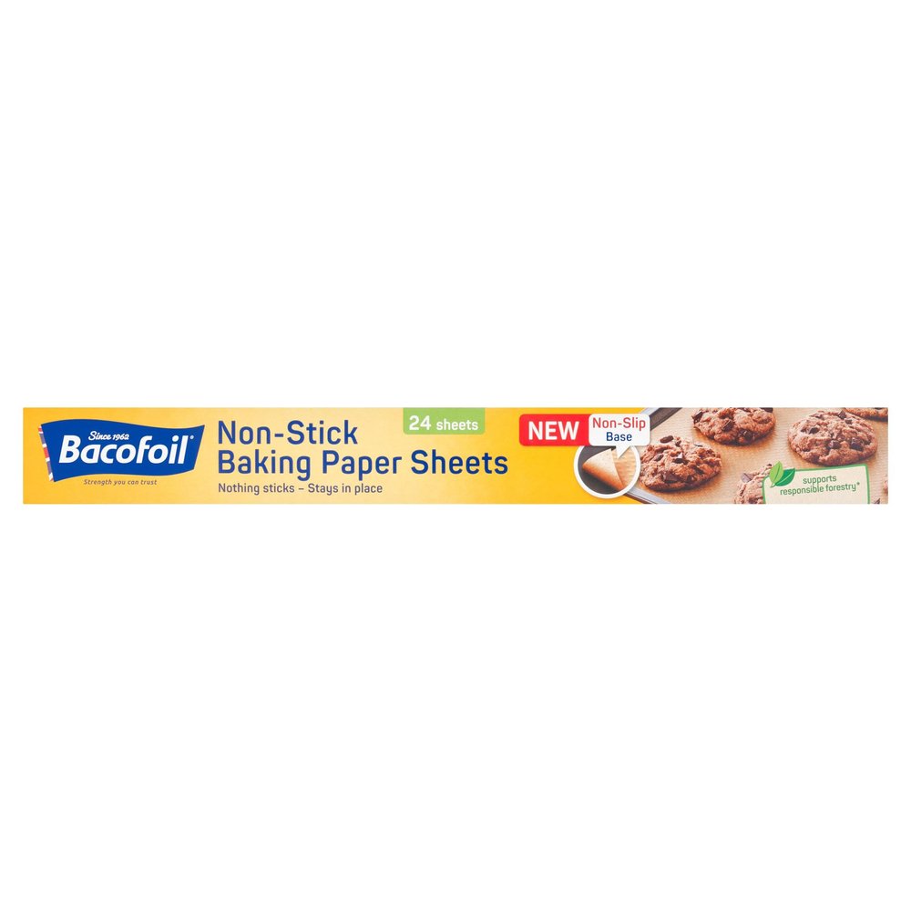 Bacofoil Non-Stick Non-Slip Baking Paper Sheets 24 Sheets
