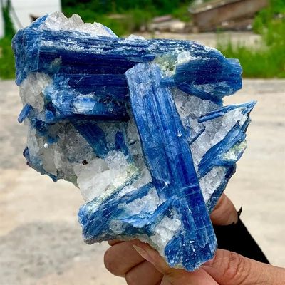 AtkitS beautiful Natural Blue kyanite with Quartz Crystal Specimen Rough Reiki Healing (Size : 80-100g)