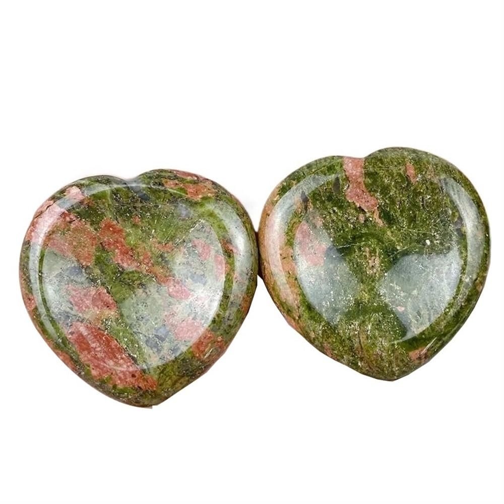 Natural Crystal Natural Quartz Unakite Worry Stone Energy Gemstone Heart Shape Crystal Gift (Size : 1pc)