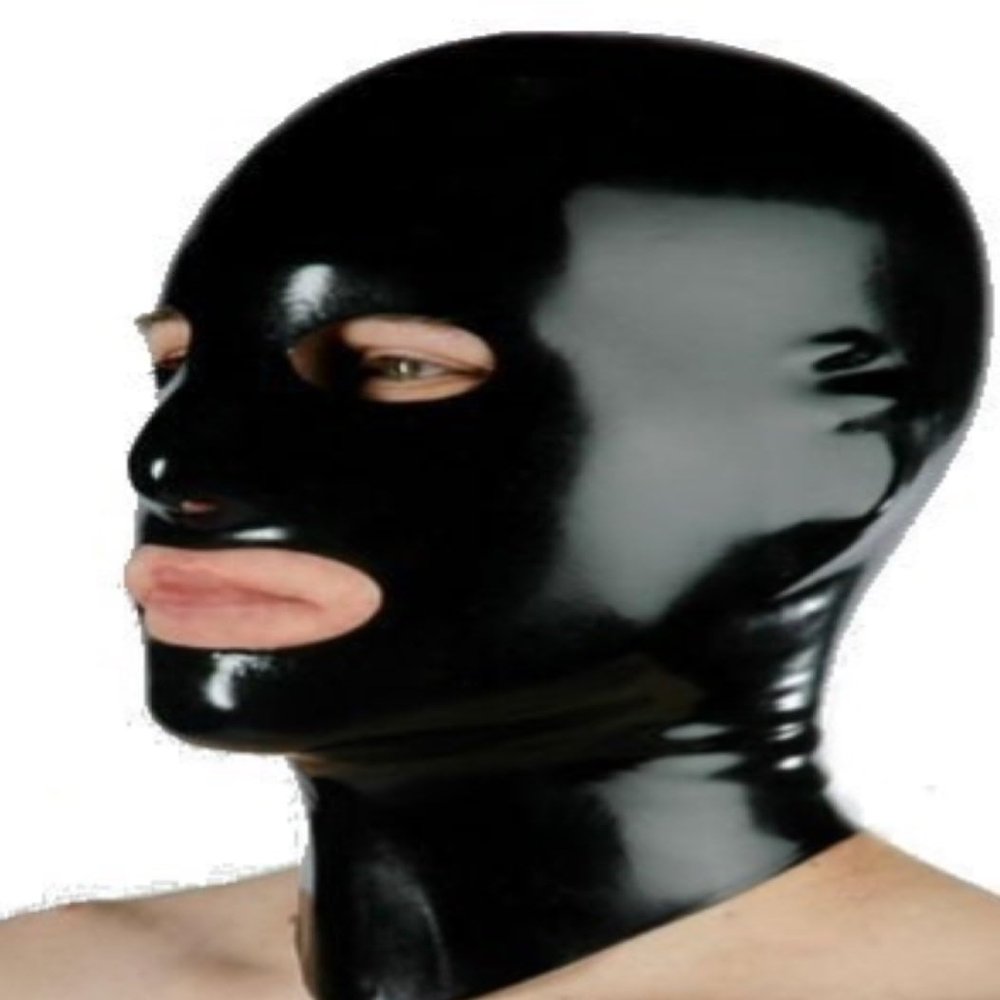 Latex Hood with Openings for Eyes,Nose,Mouth with Rear Zipper Fetish wear (Medium)