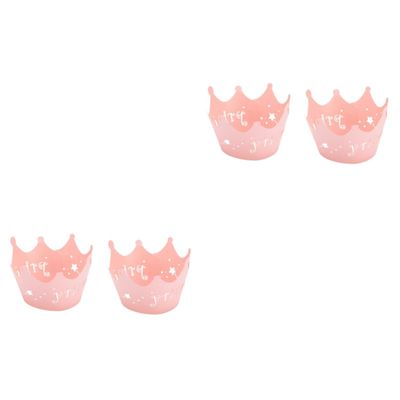 Alipis 48pcs Crown Design Style Paper Vine Lace Cup Cake Wrappers Party Birthday Decoration for Princess Party Cupcake Decoration Pink Cupcake Cases