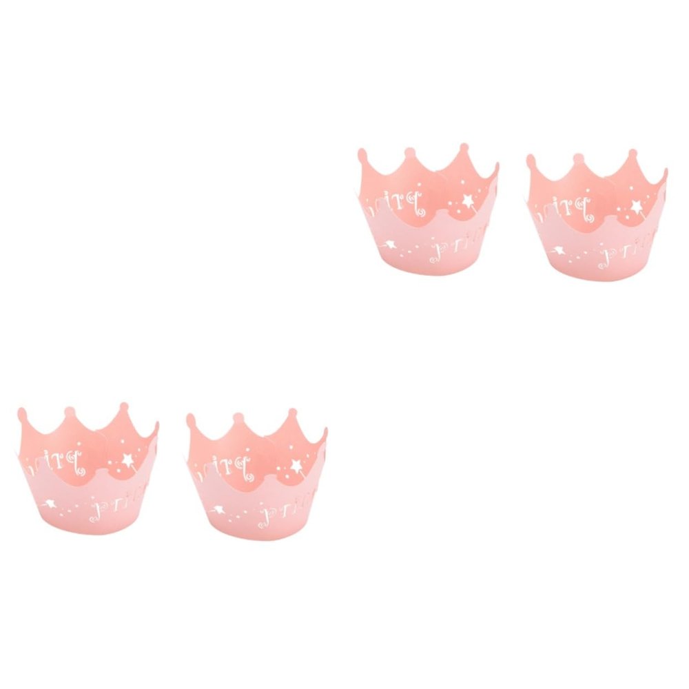 Alipis 48pcs Crown Design Style Paper Vine Lace Cup Cake Wrappers Party Birthday Decoration for Princess Party Cupcake Decoration Pink Cupcake Cases