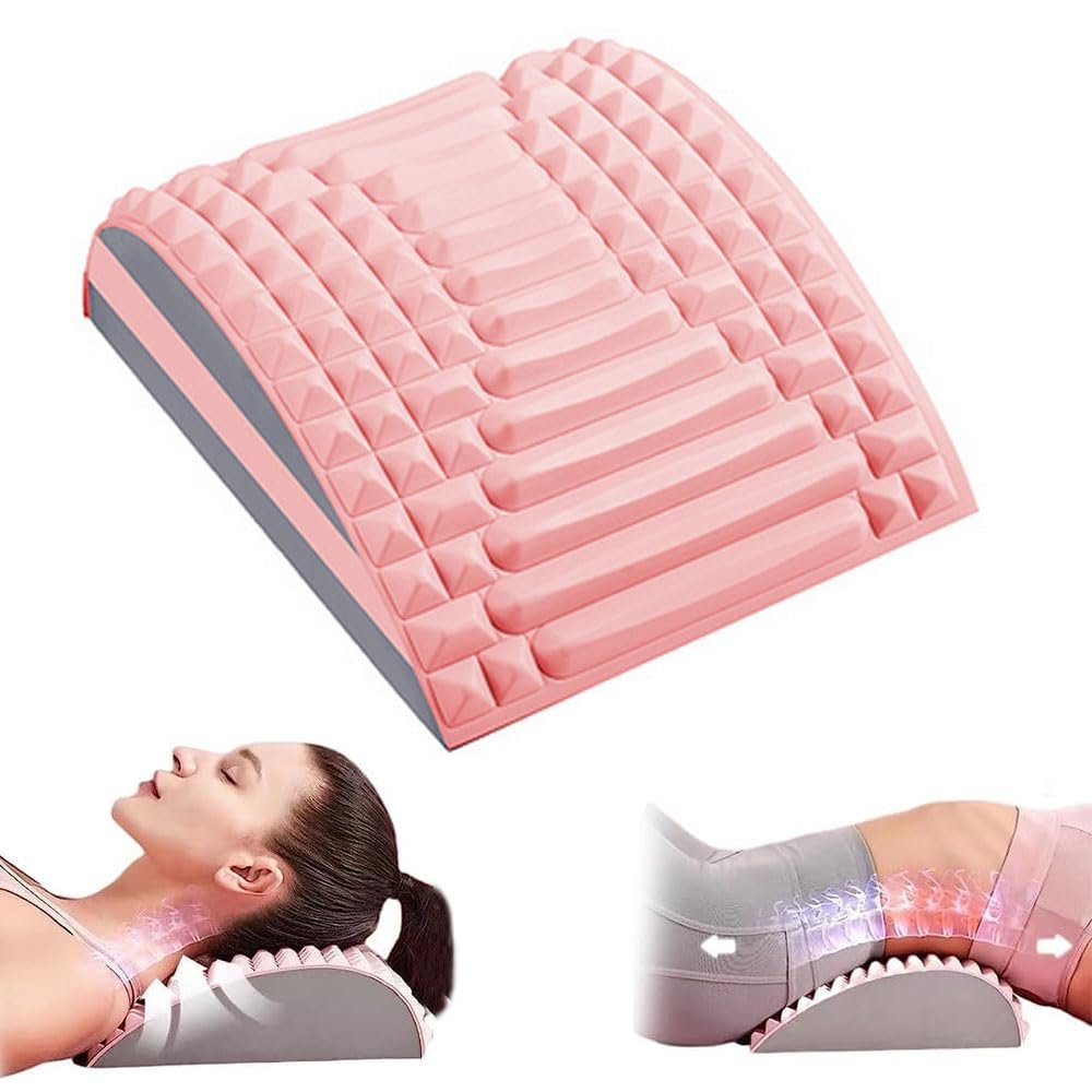 2023 New Neck & Back Stretcher, Back Cracker for Lower Back Pain Relief, Multi-Level Adjustable Spine Board, Lumbar Soothing Device for Herniated Disc, Sciatica, Scoliosis /0 (Color : Pink)