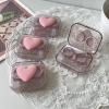 BEDARTIST 4 Pack 3D Design Cute Contact Lens Cases, Travel Eye Contacts Case Box Holder, Contact Lenses Tweezers Remover Tool Solution Bottle Kit for Daily Outdoor (3D Hearts, Pink) view 3