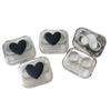 BEDARTIST 2 Pack 3D Design Cute Contact Lens Cases, Travel Eye Contacts Case Box Holder, Contact Lenses Tweezers Remover Tool Solution Bottle Kit for Daily Outdoor (3D Hearts, Black) view 1