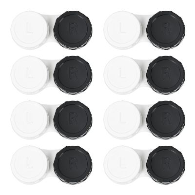 Dhoptical Contact Lens Cases, 8 Pack Black, Mini Portable Kit Plastic, Waterproof, Ideal for Travel & Everyday Use