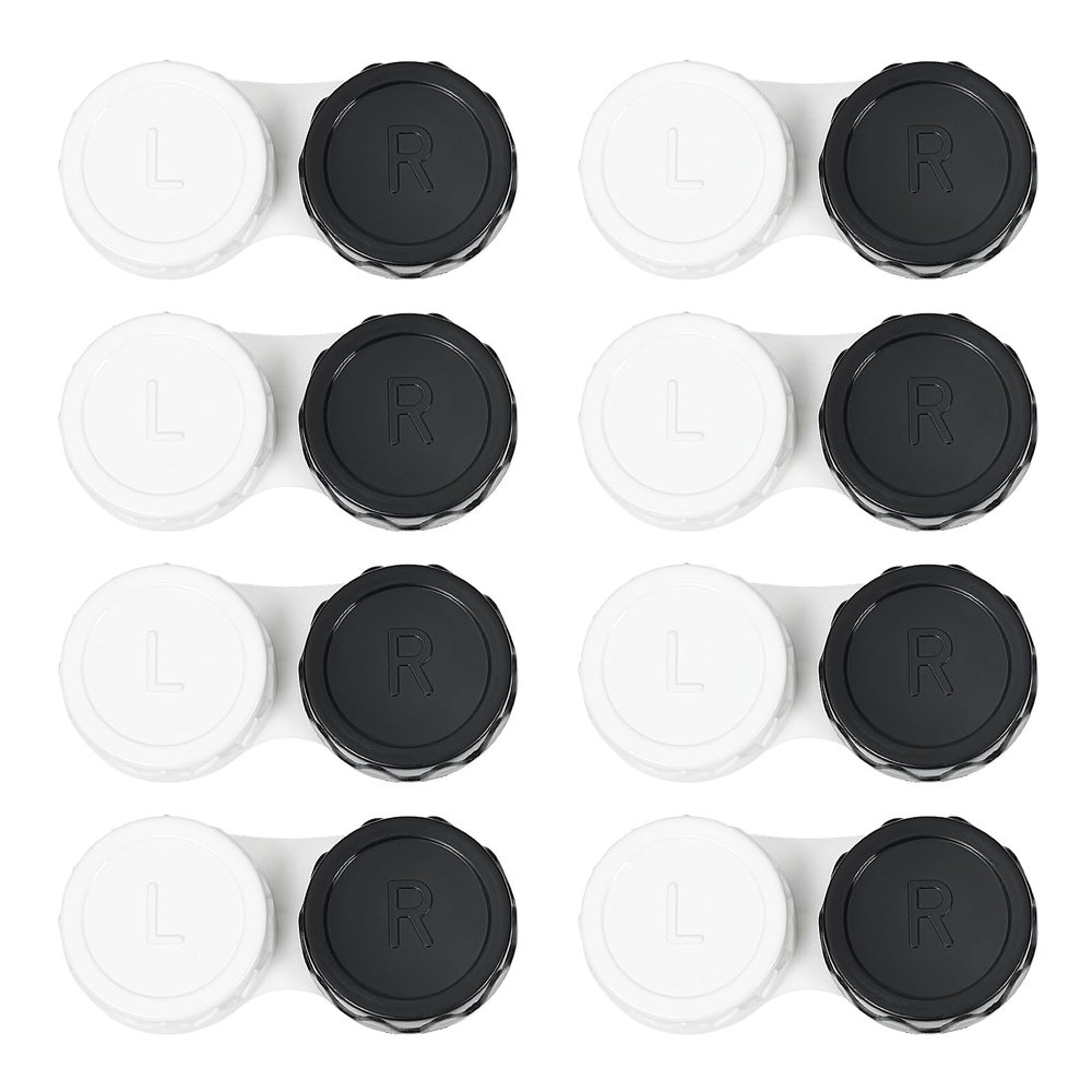 Dhoptical Contact Lens Cases, 8 Pack Black, Mini Portable Kit Plastic, Waterproof, Ideal for Travel & Everyday Use