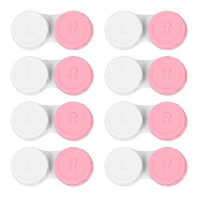 Dhoptical 8 Pack Pink Contact Lens Cases,Outdoor Portable Mini Contact Lens Kit,Perfect for Travel & Everyday Use