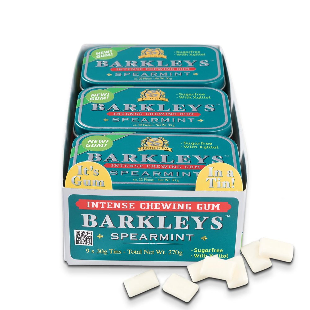 Barkleys Sugar Free Chewing Gum with Spearmint Gum 9 x 30 g