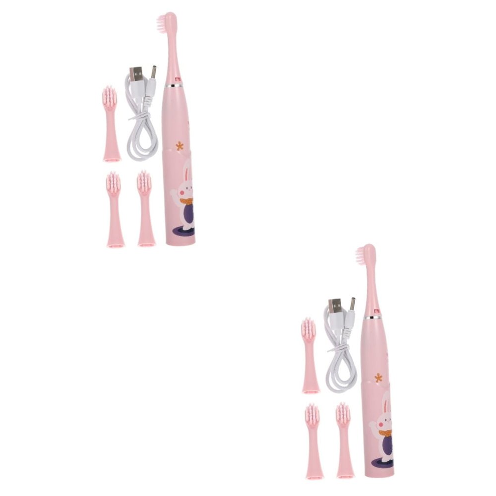 Didiseaon 2sets Household Electric Toothbrush for Boys and Girls Convenient Cartoon Design Toothbrush for Boy Girl's Oral Care Routine