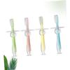 Didiseaon 4pcs Silicone Teether Toothbrush Safe Standing Suction Design for Boy Girl Includes Blue Pink Green Yellow Gentle Gum Relief and Easy Grip Tapered Handle view 2