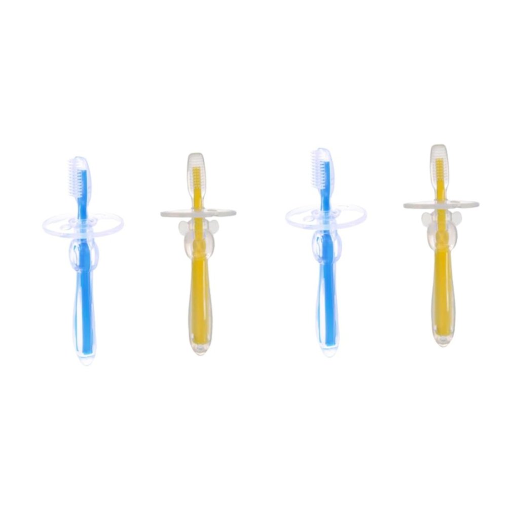 FRCOLOR 4pcs Silicone Toothbrush for Training Bristle Design Umbrella-Shaped for Boys and Girls Oral Care Safe Materials for Toddlers