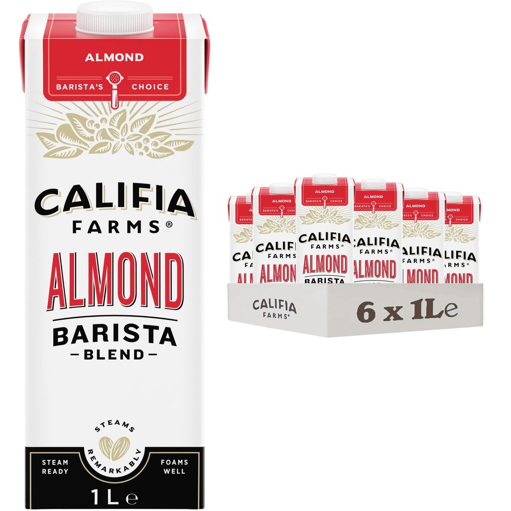 Califia Farms Almond Barista Blend - Plant Based, Lactose Free, Dairy Free, Vegan Drinks, Milk Alternative Multipack (6 x 1L)